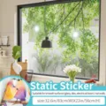 Static window sticker green tree leaves glass film removable PVC static cling for home decor - Green Gauze Curtain Enclosure / Oversized