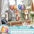 Static window sticker with cute cartoon animals like hedgehog and fox for smooth glass surfaces. - Wild Forest (Static Cling Double-Sided) / Medium