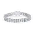 Dettaglio di un bracciale tennis a doppia fila da 3mm con splendidi zirconi cubici. - Bracciale Tennis Doppia Fila Argento / Larghezza 6mm, Lunghezza 16cm / Bianco