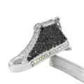 Exklusiver Schlüsselanhänger in Form eines schwarzen mit Strass besetzten High-Top-Sneakers - Canvas Schuh Schlüsselanhänger / Schwarz