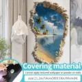 3D Beach Wall Sticker Coconut Tree Removable Mural Vinyl Wall Decal 21.2x33 Inch - Oversized / 69278-Star Sand