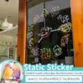 Cartoon static window sticker glass decal for cafe store decor, 15.7x15.7 inch size. - Time Dial Style (UV44042) / Large