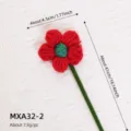 Handmade red crochet flower with green stem, detailed size 4.5x41cm and weight 7.3g - Red Small Flower (MXA32-2) / Single Red Flower