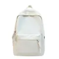 Minimalist large capacity off-white canvas backpack for students school and travel - White
