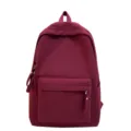 Minimalist maroon ultra-light canvas backpack with large capacity for school students - Red
