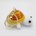 Handgemachter gehäkelter Schildkröten Schlüsselanhänger mit orange gelbem Panzer - 7cm / Schlüsselanhänger-Stil / Gelb