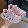 Scarpe sportive rosa per bambini con mesh traspirante e cinturini in velcro - Taglia 23 (15.5cm) / Stile Doppia Rete / Rosa