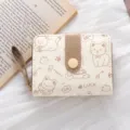 Portafoglio carino da donna con motivo a gatto in ecopelle bianco sporco. - Gatto Tè al Latte (Antismagnetizzazione) / colore tè al latte