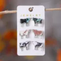 Set de pendientes de botón de vaca lindos, aros con diseño de animales de aleación para mujer. - Juego de pendientes de botón con forma de toro