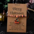 Halloween Kürbis Hexenhut Perlenarmband mit Wunschkarte für Party Geschenk Damen - Kürbis Zaubererhut Stil 3