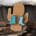 Türkis westliche Cowboy Stiefel Ohrringe, vintage Legierung bohemische Ohrstecker Stil. - Cowboystiefel (SRY930) / Ohrstecker (1 Paar)