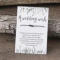Black braided string wish bracelet with eucalyptus leaf wedding card detail jewelry. - Eucalyptus Wedding Style (SRY648)