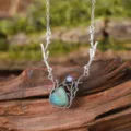 Vintage twig hollow alloy necklace with triangular opal stone for women gift variant. - Tree Branch Style (1144)