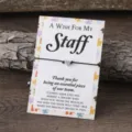 Staff appreciation wish bracelet with heart charm and puzzle card gift for team members. - Staff Thank You Style (SRY651)