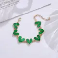 Legierung Emaillierte Herz Armband, Modischer Süsse Liebe Charm Handgelenk Schmuck Damen - Grün