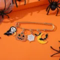 Halloween enamel brooch pin spooky pumpkin ghost badge gothic party fashion jewelry accessory - Style 2