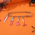 Halloween gothic bloody tools brooch safety pin unique spooky party metal accessory gift - Style 5