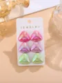 Bunte Acryl geometrische Dreieck Ohrstecker Set, süßer und frischer Stil Schmuck für Damen. - Dreieck Kollektion / 3 Paare Set / Holographisch