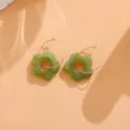 Grüne acryl blumen creolen schicke süße harz ohrringe trendiger modischer schmuck stil - Blumen-Ohrringe Paar / Grün