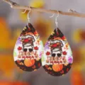 Herbst Erntedank Tropfen Leder Ohrringe Dankbare Mama Kürbis Ahornblatt Schmuck - Kürbis Ahorn Mama Stil (1226)