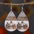Herbst Dankbarkeit Leder Ohrringe mit Kürbis und Leopardenmuster für Damen und Mädchen Geschenke. - Stil 195