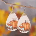 Herbst Thanksgiving Kürbis PU Leder Tropfen Ohrringe für saisonale Party Geschenke. - 1197