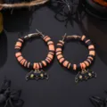 Halloween Polymer Ton Creolen Ohrringe mit Fledermaus Anhänger, Gothic Schmuck Geschenke. - Fledermaus