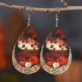Herbst Erntedank Ahornblatt Kürbis PU Leder Tropfen Ohrringe Damen Urlaubsgeschenk Schmuck - 108