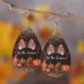 Dankbarkeit Kürbis Ahornblatt PU Leder Tropfen Ohrringe für herbstliche Party Geschenke - Kürbis Fußball Stil (1172)