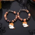 Halloween Geist Polymer Ton Creolen Ohrringe Orange Schwarz Gotisch Stil Damenschmuck Geschenke - Weißes Gespenst