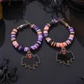 Halloween Geist Polymer Ton Creolen Ohrringe gotisch schwarz lila orange Schmuck Geschenke - Schwarzes Gespenst