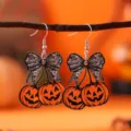 Halloween gotische Kürbis Spitze Schleife Acryl Ohrringe Damen Party Schmuck Geschenke - Schwarze Spitze Schleife Kürbis Stil (4654)