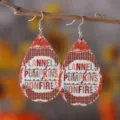 Herbst Thanksgiving Kunstleder Tropfen Ohrringe Kürbis Flannel Herbst Damen Schmuck - Herbst Elemente Stil (1453)
