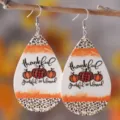 Erntedankfest Leo Kürbis PU Leder Tropfen Ohrringe herbstliche hängende Ohrschmuck Geschenke - Stil 1792