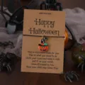 Halloween Wunscharmband mit Kürbis Anhänger auf Karte, gruseliges Party Schmuck Geschenk. - Kürbis mit Hexenhut