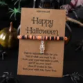 Halloween Totenkopf Anhänger Fimo Perlen Wunscharmband mit Halloween Segenskarte - Totenkopf Stil 4