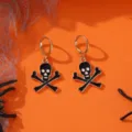 Halloween Totenkopf Ohrringe, stilvolle Legierung schwarz-weiß Skelett Creolen Schmuck. - Ein Paar schwarze Totenköpfe