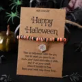 Halloween Spinnennetz Anhänger Ton Perlen Wunsch Karte Armband Geschenk für Damen - Spinnennetz Stil 5