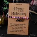 Halloween Tonperlen Armband mit Fledermaus Anhänger und Wunschkarte Damen Schmuck Geschenk - Fledermaus Stil 7