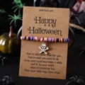 Halloween Totenkopf Wunscharmband Tonperlen Karte Elastische Verstellbare Schmuckgeschenk - Gekreuzte Knochen Stil 12