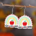 Boucles d'oreilles pendantes en acrylique pomme crayon arc-en-ciel rentrée scolaire - Style Crayon Arc-en-ciel (4227)