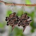 Leopard lightning Hello Thirty acrylic earrings pendant fashion birthday party jewelry gift - Leopard Lightning Hello Thirty (4612)