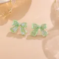 Süße schimmernde Acryl Schleife Ohrstecker, japanischer Stil Modeschmuck Geschenk. - Schleife / 1 Paar Packung / Grün