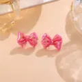 Rosa Schleife Ohrringe Acryl bunt plattiert süße Ohrstecker Variante für Damen Geschenke - Schleife / 1 Paar Packung / Rosa
