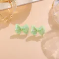 Süße hellgrüne Acryl schimmernde Schleife Ohrringe Variante, süßer japanischer Ohrschmuck. - Schleife / 1 Paar Packung / Grün