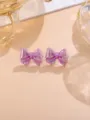 Lila Acryl holografische Schleife Ohrringe süße Variante ästhetischer Schmuck Geschenke - Schleife / 1 Paar Packung / Lila