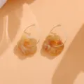 Bernsteinfarbene Acryl Blumen Anhänger Creolen, süßer Trend Candy Farbe Ohrring Schmuck. - Blumen-Ohrringe Paar / Braun