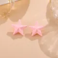 Schicke matte rosa 3d stern ohrstecker süße bonbon farbe geometrische mode ohrschmuck süß stil - Stern Paar / Hellrosa