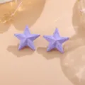 Matte Lila 3D Stern Ohrstecker Acryl Geometrisch Gewebte Textur Süßigkeiten Farbe Schmuck - Stern Paar / Lila