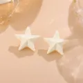 Mattweiße 3D gewebte Stern Acryl Ohrstecker Variante modischer Schmuck Candy Farbe - Stern Paar / Weiß